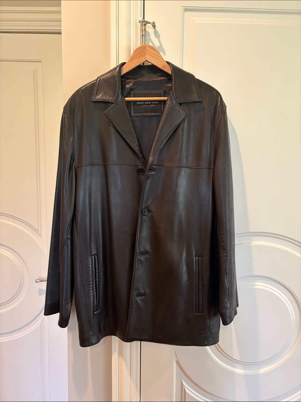 Marc New York Men’s Brown Leather Pea Coat